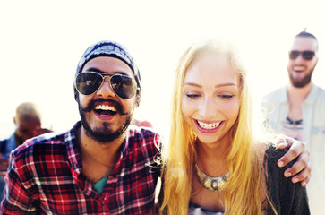 Friendship Bonding Relaxation Summer Beach Happiness Concept