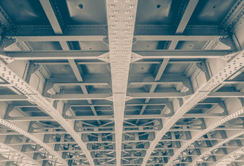 Perspective of Steel construction from under the bridge..