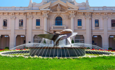 "Stazione Marittima" - central cruise terminal building with propeller fountain in the front.