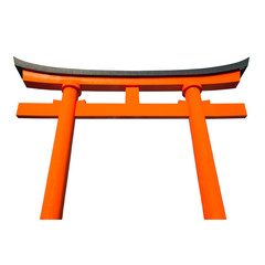Torii , A traditional Japanese shinto shrine gate isolated on white background