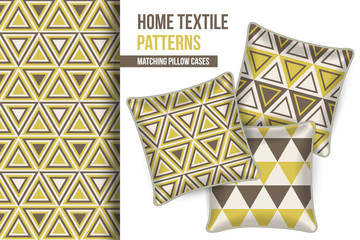 Fototapeta premium Pattern and set of 3 decorative throw pillows