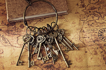 treasure key on old map