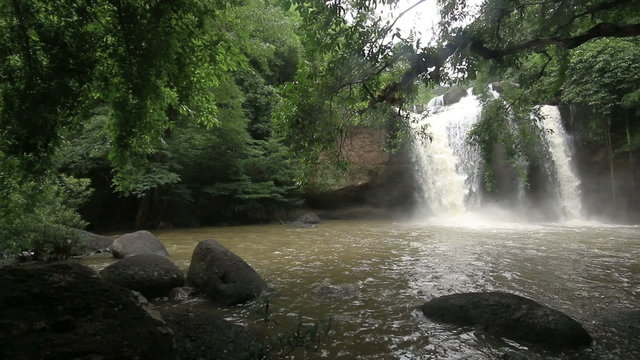 Haew Suwat waterfall Kao Yai national park World Heritage,Thailand, HD 1920x1080 clip.
