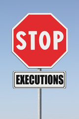 Stop death penalty written on road sign - concept image