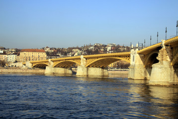 Fototapeta na wymiar Margit hid or Margaret Bridge across the Danube, Budapest, Hungary