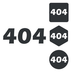 404 icon set, monochrome