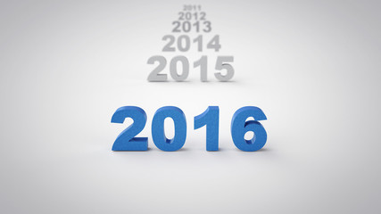 Future concept. Year 2016 in foreground and previous years behind it in a nice depth of field (3D render)