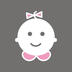 Icono Bebé blanco con cuello y lazo rosa