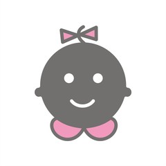 Icono Bebé negro con cuello y lazo rosa