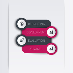 Staff, employee development, infographic elements, steps, vector illustration, eps10, easy to edit