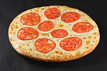 Hot tasty delicious rustic homemade american pizza with thick crust