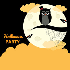Poster for the Halloween party/Cartoon vector illustration of a poster for the Halloween party