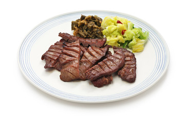 grilled beef tongue, japanese food
