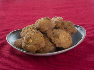 Chocolate chips cookies on background