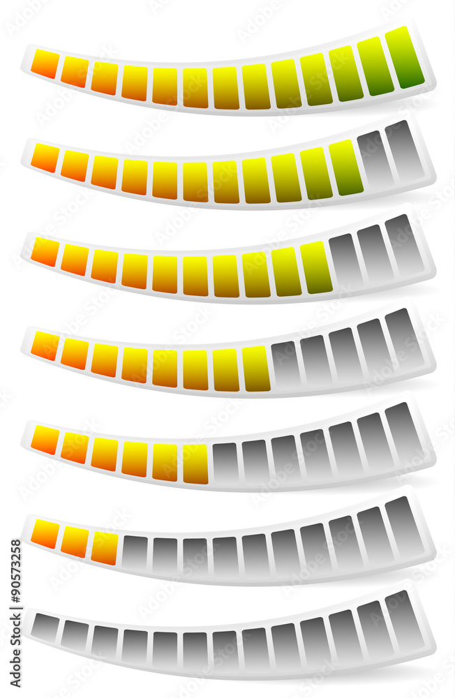 Aufkleber progress, loading bars. horizontal bars for measurement, compari