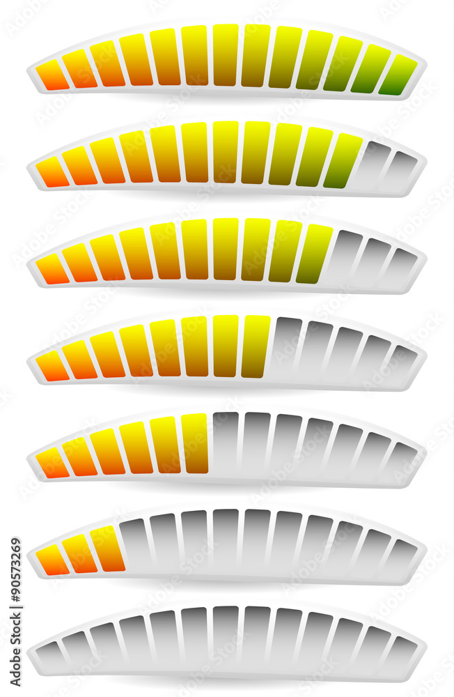 Aufkleber progress, loading bars. horizontal bars for measurement, compari