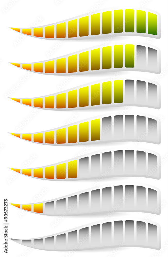 Aufkleber progress, loading bars. horizontal bars for measurement, compari