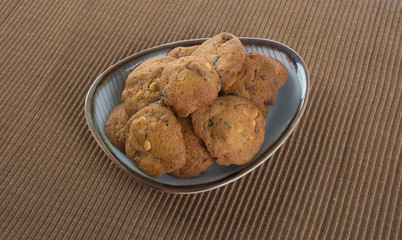 Chocolate chips cookies on background