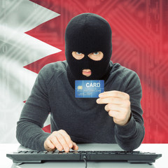 Concept of cybercrime with national flag on background - Bahrain