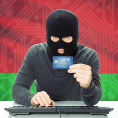 Concept of cybercrime with national flag on background - Belarus