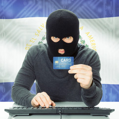 Concept of cybercrime with national flag on background - El Salv