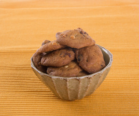 Chocolate chips cookies on background