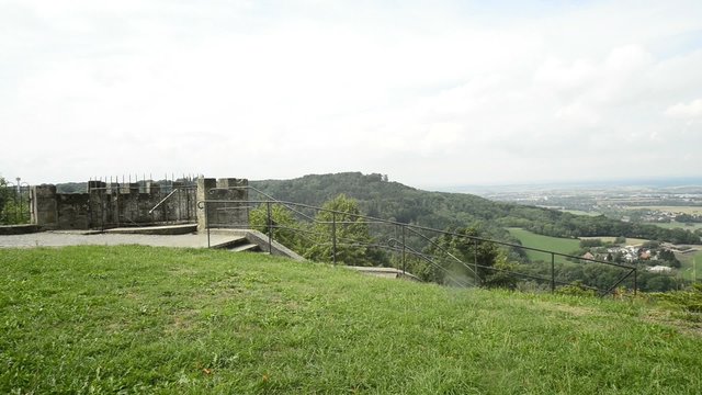 Blick von der Burg Waldenburg Hohenlohe Richtung Autobahn A6
