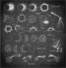  Set of astronomy sketches.