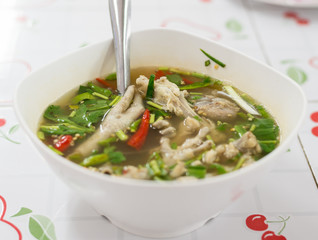 The spicy chicken leg soup 