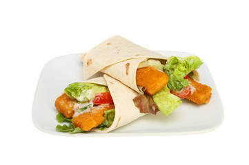 Fish finger wraps on plate