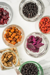 Dried superfruits in glasses