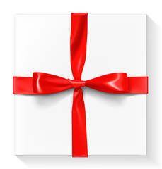 Red bow on a white background. It can be used to wrap gifts, goods and etc.