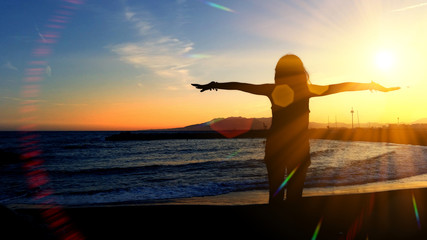 Girl with sunset