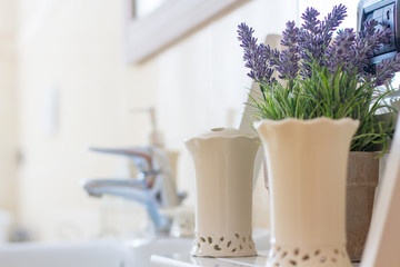 lavender decoration in bathroom