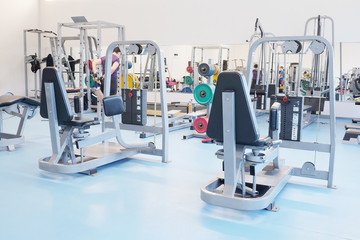 Interior of a fitness hall with fitness equipment