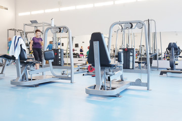 Interior of a fitness hall with fitness equipment