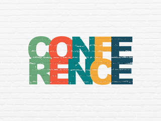 Finance concept: Conference on wall background