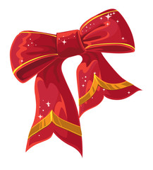 Fototapeta premium Xmas vector red decoration bow
