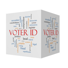 Voter ID 3D cube Word Cloud Concept