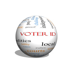 Voter ID 3D sphere Word Cloud Concept
