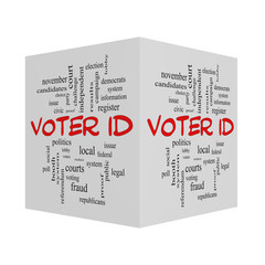 Voter ID Word 3D Cloud Concept in red caps