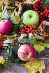 Apples on wooden table