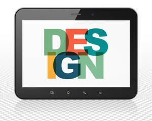 Marketing concept: Tablet Pc Computer with Design on  display