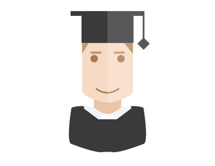 Illustration flat icon avatar in graduation hat vector