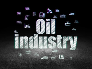 Manufacuring concept: Oil Industry in grunge dark room