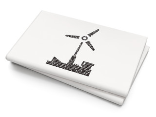 Manufacuring concept: Windmill on Blank Newspaper background