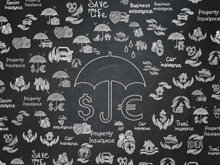 Insurance concept: Business Insurance on School Board background