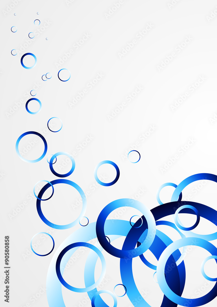 Poster vector : abstract blue circle float on gray background
