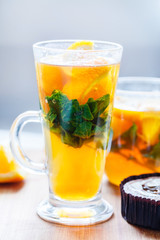 orange tea with mint