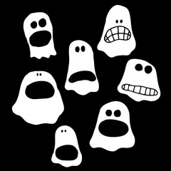Frightened ghosts - Halloween | Black background